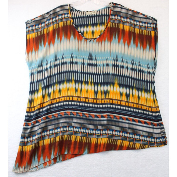 Live And Let Live Tunic High Low Women 2X Multicolor Short Sleeve Boho Causal - Picture 2 of 9